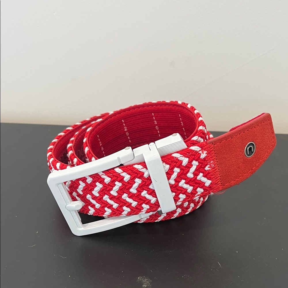 Red and White Patterned Belt